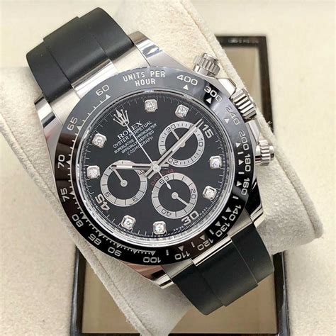 rolex daytona white gold black face price